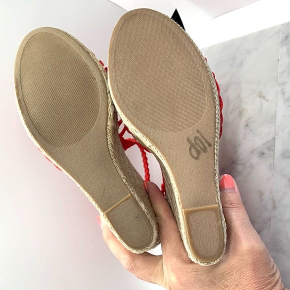 Steve Madden Red Coral Rise Wedge Weave Wedges Size 7.5 - Picture 9 of 11